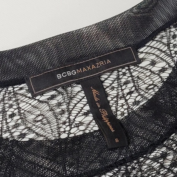 BCBGMaxAzria Women's Lace Sheer Lexi Top Long Sleeve Mesh Black Size Small - Picture 5 of 12